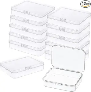 12Pcs/Set Mini Plastic Storage Containers Box with Lid,Clear Rectangle Box for Collecting Small Items,Beads,Game Pieces,Business Cards,Crafts Accessories,Christmas Party Gifts,Tools & Hardware