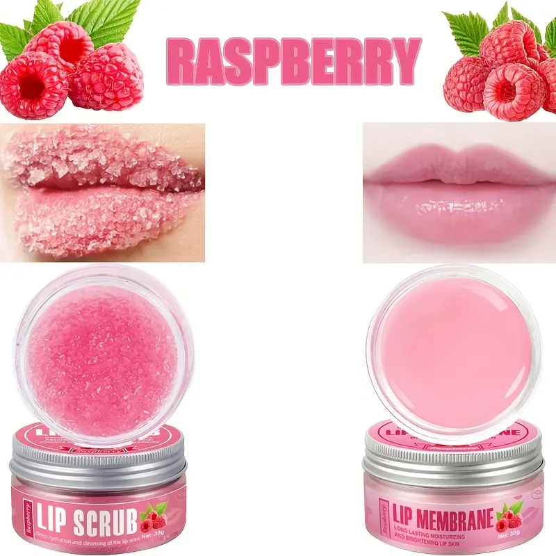 Lip Care Set for Women, Lip Treatment, Lip Care Routine, Exfoliating Lip Scrub & Moisturizing Balm, Deep Cleansing & Hydrating, Glossy Lips Gift Kit, Lip Care Duo, Lip Products, 60ML Total