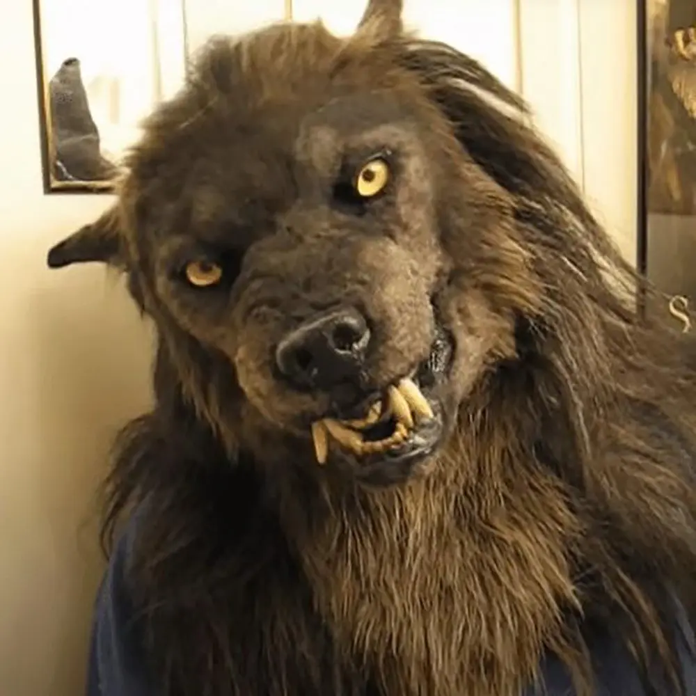Hot-Selling Animal Latex Realistic Wolf Head Mask with Brown for Halloween Cosplay for Adult