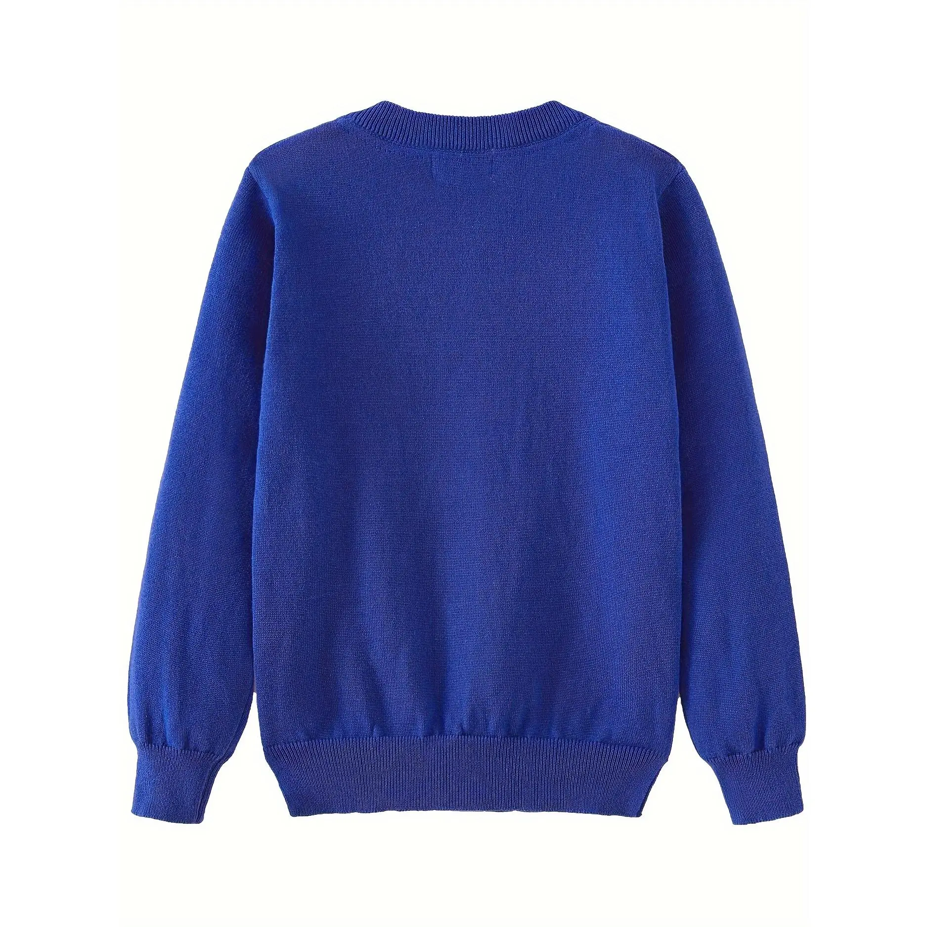 Girls' Purple Knit Cardigan, Soft Cotton Preppy Style Long Sleeve Button-Up Sweater for School and Casual Wear, Crew Necks, Preppy Look, Regular Sleeve, Kids' School Uniform, Ages 5-15, 11-12Y, 13-14Y, Knitwear, 7-8Y, 9-10Y