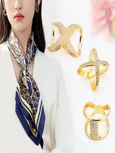 Fashion High-End Scarf Buckle Clothes Corner Knot Simple Small Scarf Dual Function Square Towel Accessory Clip in Set of 3 Pieces