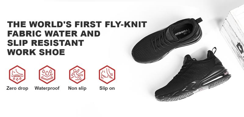 Non-Slip Work Shoes SRC Oil Resistant Breathable Mesh Comfort Chef Footwear Men's & Women's Versions Black Nurse Shoes Lightweight Girl Closed with Laces Anti Slip Waterproof TikTokShopBlackFriday