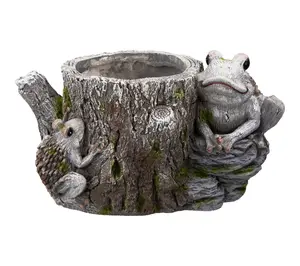 Northlight Frogs on Tree Stump Outdoor Garden Planter - 9"