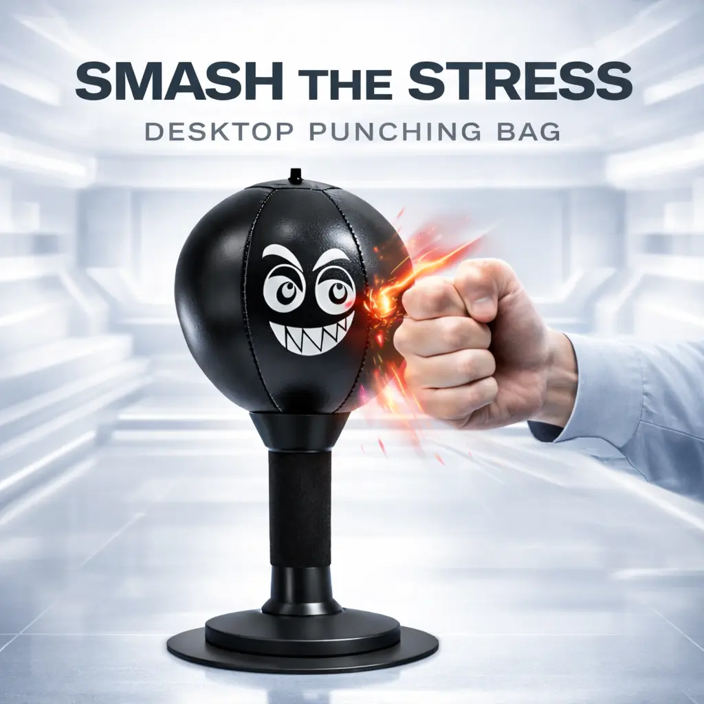 Mini Desktop Punching Bag with Suction Cup - Unisex Office Stress Relief Tool, Compact Desk Mount Hand Strength Workout Equipment (Sports & Outdoor Boxing Gear, Punchingbag)