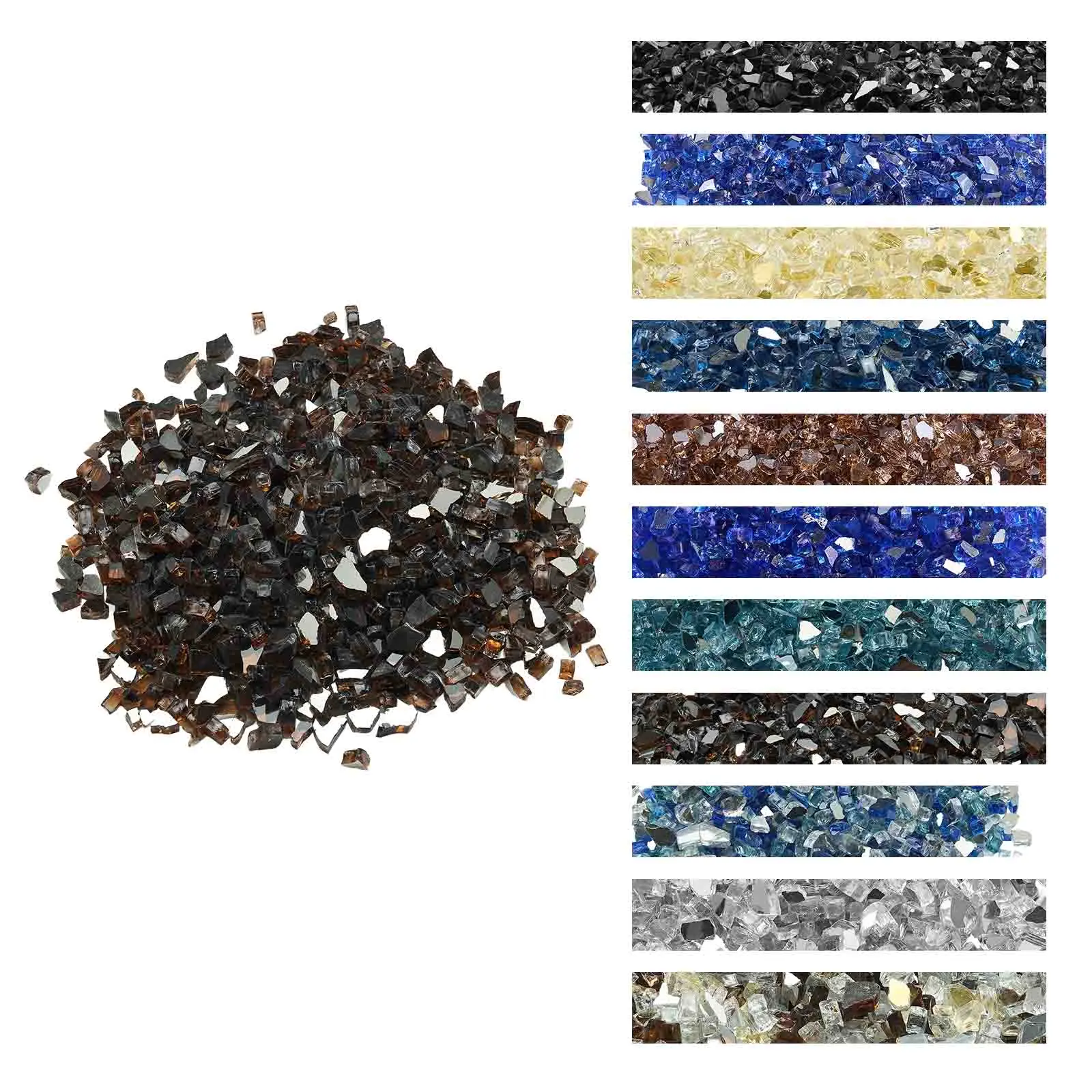 【SummerFinds】VEVOR Fire Glass, 10 LBS / 4.5 KG High-Temperature Resistant Fireplace Rocks, 1/2-Inch / 12.7 mm Reflective & Smokeless Firepit Glass Rock, High Luster Stone Landscaping for Fire Pit Table, Copper, Fire Pit Outdoor