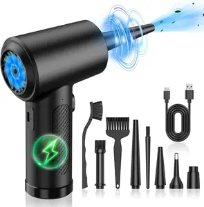ZARIMI Portable Cordless Air Duster 100000RPM USB Rechargeable Cleaner Machine with 3 Speed Modes LED Lights for Car Interior Computer Keyboard & Multi-Use Design