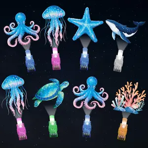 36 pcs Under the Sea party favors — ocean birthday LED light-up finger lights that glow in the dark, sea animal finger flashlights, bulk for goodie treat bags stuffers, tropical fish beach party supplies