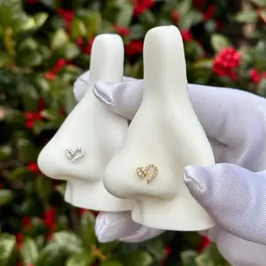 Heart Nose Ring - 20G Stainless Steel, 7mm Long, Shaped Design, Featuring a Heart Shape