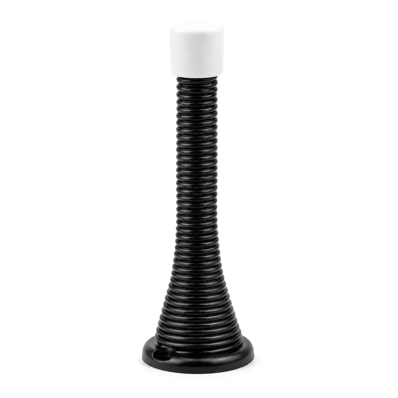 Baseboard Black Spring Door Stop with White Rubber Tip