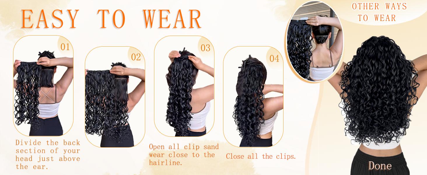 Vigorous Curly Clip In Hair Extensions,4PCS 20 inch Thick Curly Hair Extensions Lace Weft Curly Clip Ins Invisible Natural Synthetic Hairpieces for Women, Extensions Hair, Loose Curly Synthetic Extensions & Pieces