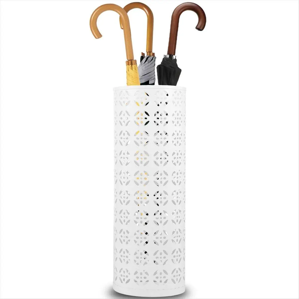 Metal Umbrella Stand, Circular Umbrella Stand, Freestanding Umbrella Stand, Entryway Umbrella Stand, White