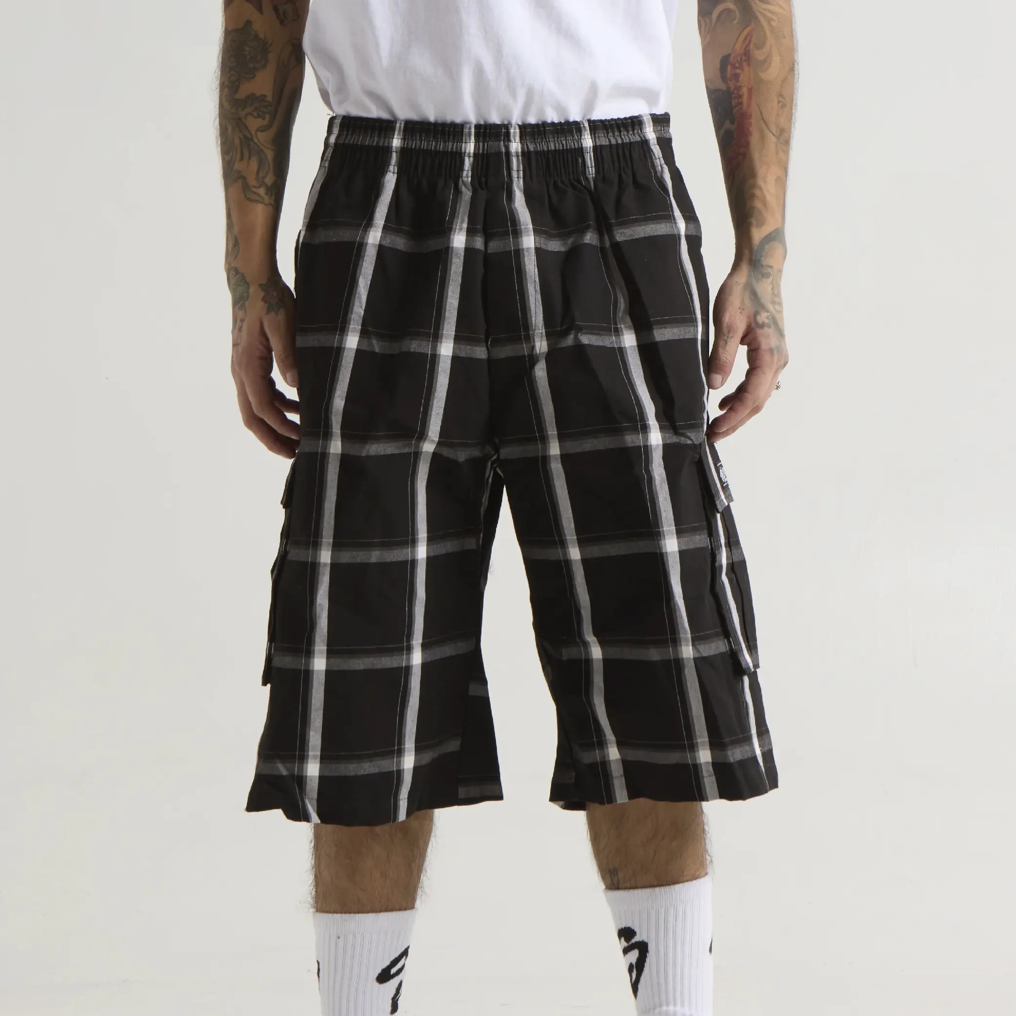 SHAKAWEAR Men's Plaid Checker Shorts SHAKA WEAR 6 Pockets