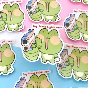 Tad the Frog Says Trans Rights Now! Sticker
