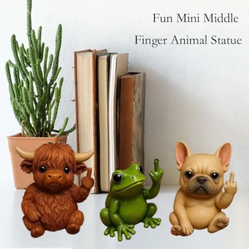 Humorous Middle Finger Animal Sculpture, Resin Decoration for