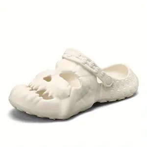 Unisex Comfortable Lightweight Clogs Skull  Goth Sandals For Men And Women Slip-on Yard Garden Shoes Skull Slides Mules Summer Beach Sandals