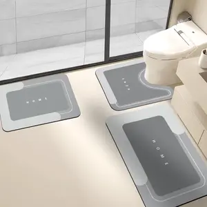 Bathroom Toilet Mat, 1/3pcs Non-slip Bathroom Floor Mat, Diatomite Bathroom Mat, Room Decor Water Absorbent Interior Rug for Bathroom Living Room Kitchen Laundry Bathroom Home Decor, Drying Doormat, Bathroom Accessories, Household Items, Home Goods
