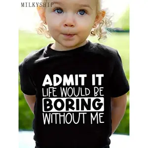 Adorable 'Admit It' Graphic Tee for Toddler Girls - Soft Cotton, Breathable Summer Top with Round Neck