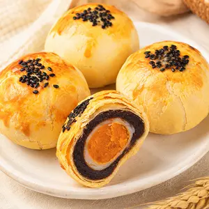 Egg Yolk Mochi Pastry, Layered Flaky Red Bean Mooncake, Authentic Traditional Asian Snacks Box