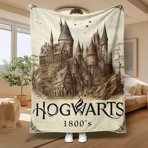 Hogwarts Theme Blanket, Soft Flannel Throw for Harry Potter Fans, Warm and Durable, Perfect Gift for Christmas and Themed Parties