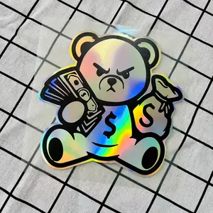 1 piece, laser effect violent bear motorcycle sticker, Car stickers, waterproof self-adhesive, for covering body scratches and personalized car bumper/fuel tank, car viny