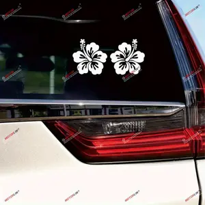 1SET resh Tropical-Style Hibiscus Flower Logo Sticker For car bodies,  cultural items, with minimalist hibiscus flower pattern as elements. Its fresh soft texture hits tropical vacation-style lovers, instantly creating a lazy relaxed vibe
