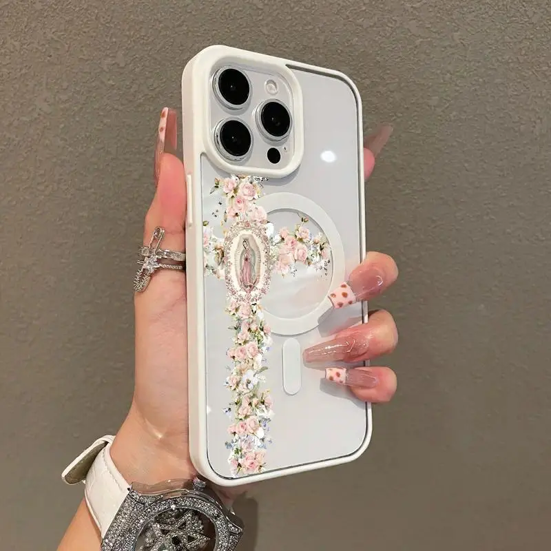 Aesthetic Flowers Pattern TPU Magnetic Closure Phone Case - Shockproof, Stylish, Lightweight Protective Cover with Resistance for Popular Smartphones, Phone Accessory