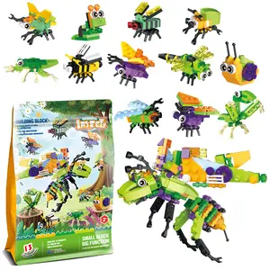 PLAYJOY 12 in 1 Insect Series Of Small Particles Of Building Blocks Model Assembled Early Education Cognitive Boys And Girls Children's Toys Fun