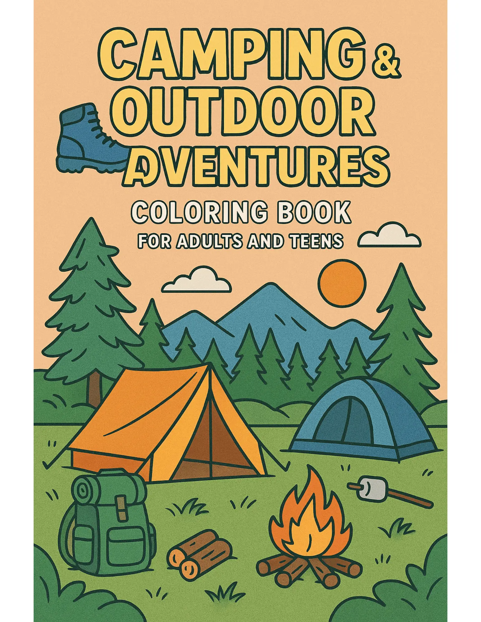 Camping and Outdoor Adventures Coloring Sheets For Adults and Teens