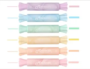 Candy Shape Highlighters, Assorted colors, Chisel Tip, Water Based, Quick Dry& Write Smoothly 6 Macaron Colors (CANDY HIGHLIGHTER)