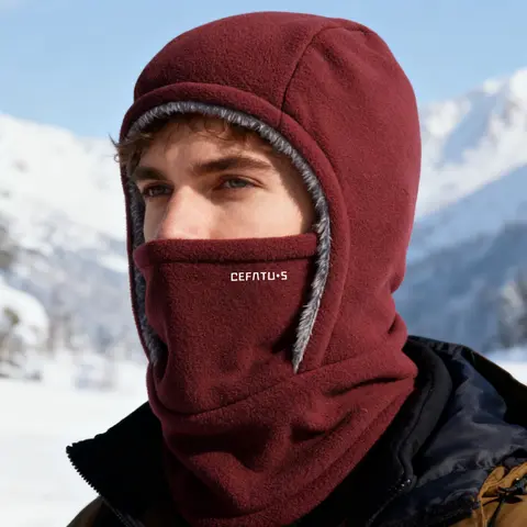 Defatu-S Unisex 1-Piece Integrated Ski Mask - Hat Neckband Integrated Cycling Mask, Thermal Wear, Warm, Soft, Windproof, Breathable, Ear Cover, One Size Fits Most, Outdoor Sports Accessory for Cycling, Skiing