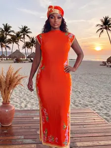 Women Floral Print Shawl Scarf Set, Floral Design, Elegant Slim Fit Long Robe Wrap + Sun Protection Beach Silk Scarves, All Season Fashion Accessories