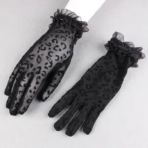 Party Sexy Women's High Quality Leopard Lace Gloves Summer Sunscreen Gloves Ceremony Women's Gloves Breathable Short Gloves