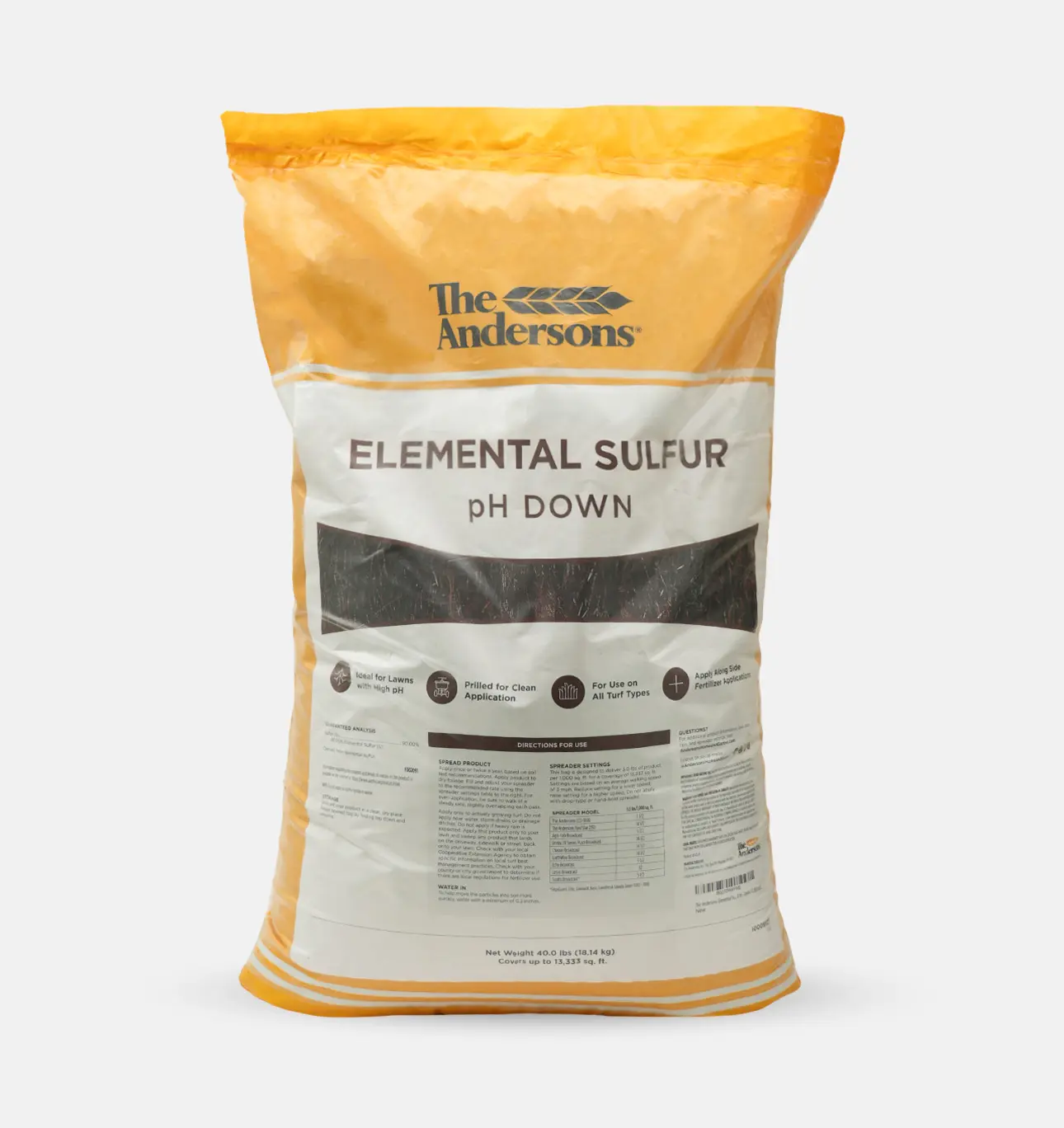 The Andersons Elemental Sulfur pH Down Fertilizer for Lawns - Non-Burning Soil pH Adjuster, Safe for All Turf Types, Boosts Turf Grass Growth & Optimal Health, Optimal Turf Health