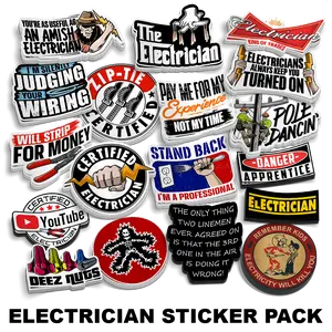 Electrician Sticker Pack - Heavy Duty Water and UV Resistant 6mil Vinyl