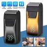 Men's Cordless Electric Foil Reciprocating Shaver - 2 Floating Blades, 2-mm Hair Compatibility, 3 Adjustable Gears, LED Display, IPX Waterproof, Removable Blade Head, Brush, USB-C Cable, ABS, Box, Portable Daily Care Dry Shaving Grooming Tool for Gifting
