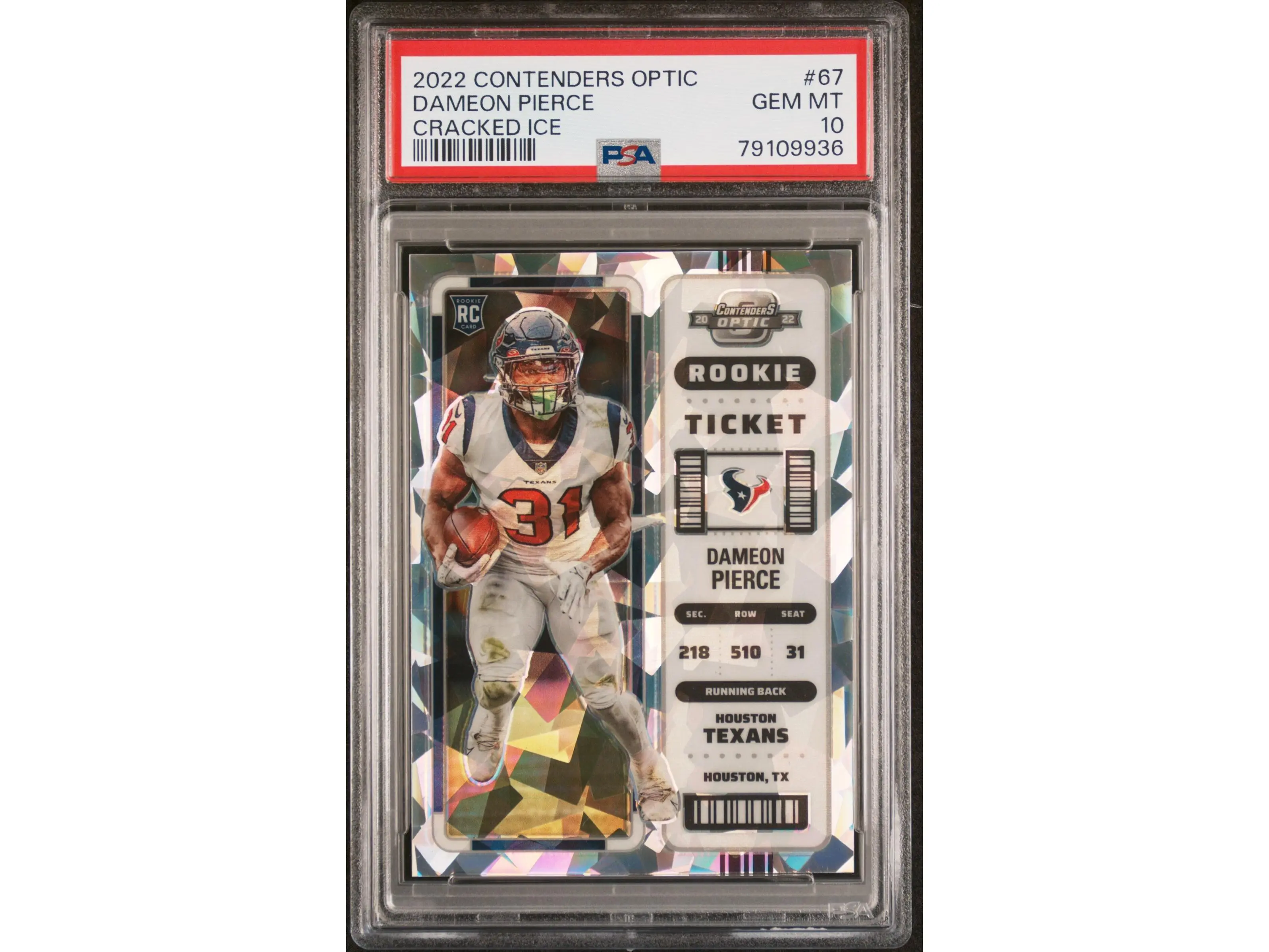 2022 Panini Contenders Optic Cracked Ice Dameon Pierce #67 /22 PSA 10