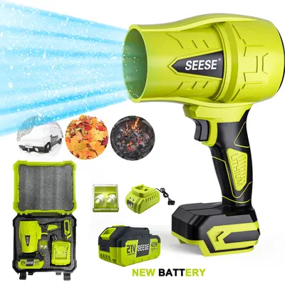Seese Cordless Leaf Blower - 31,000 RPM Handheld Blower With 2 Batteries For Yard & Car Cleaning