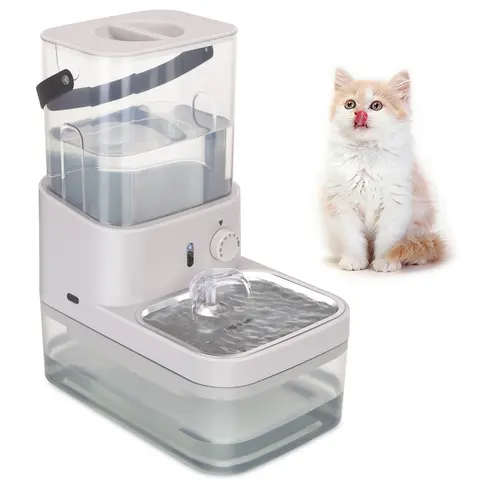 GOYJOY Filterless Cat Water Fountain, 3L/102oz Clean & Dirty Water Separation Pet Water Dispenser for Indoor Cats, Automatic Self-Refill Cat Fountain, Ultra Quiet, Rechargeable Cordless, Stainless Steel Bowl