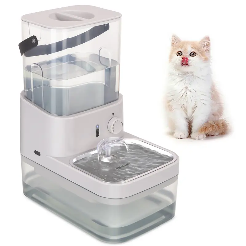 GOYJOY Filterless Cat Water Fountain, 3L/102oz Clean & Dirty Water Separation Pet Water Dispenser for Indoor Cats, Automatic Self-Refill Cat Fountain, Ultra Quiet, Rechargeable Cordless, Stainless Steel Bowl