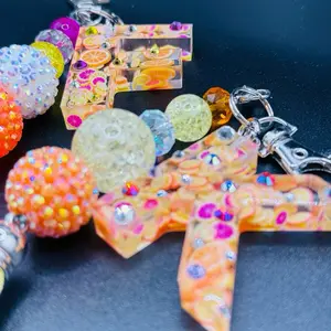 Handmade Custom Initial Resin Keychain | Personalized Letter Charm