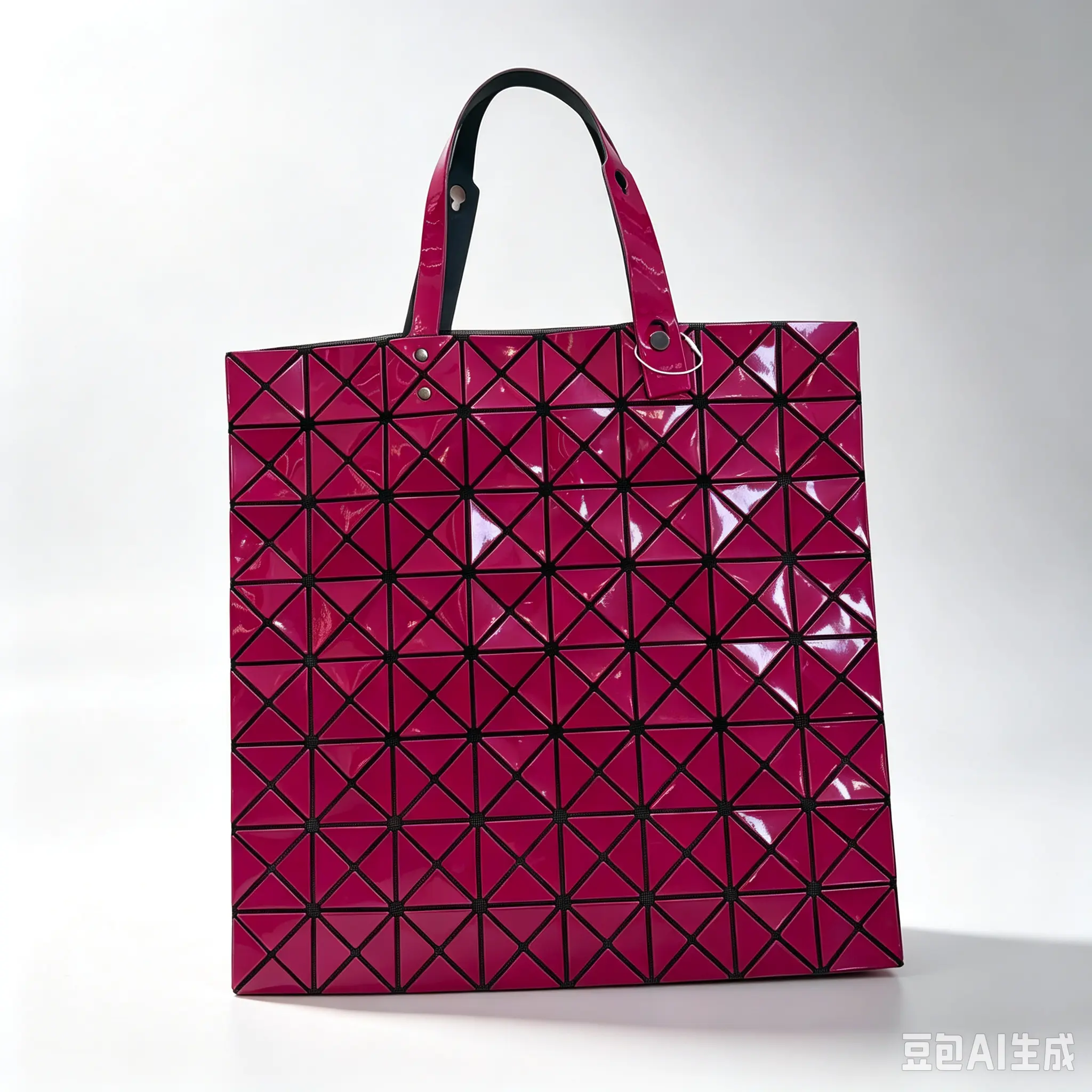 Pre-owned Issey Miyake Pink Glossy Trangle Pane Handbag