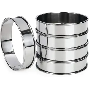 4 Inch Muffin Rings, Stainless Steel Crumpet Rings, Tart Rings For Baking, Double Rolled Nonstick Round Cake Ring, Metal Pastry Ring Mold For Dessert Food Making Tool