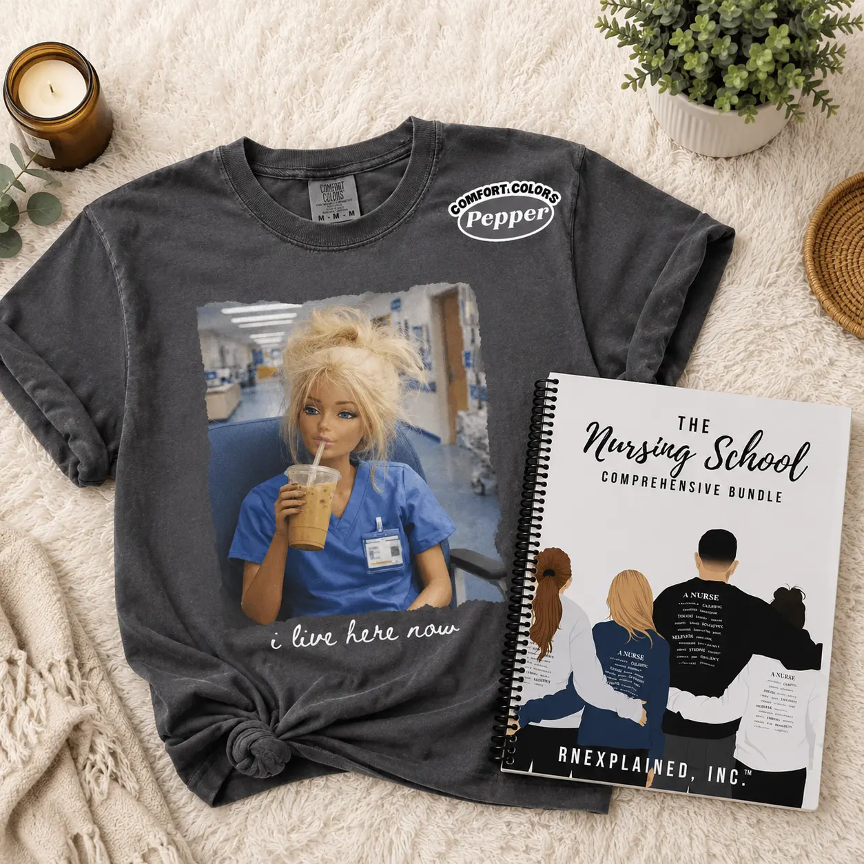 The Nursing School Comprehensive Bundle Workbook with Bonus Nurse T-Shirt Gift