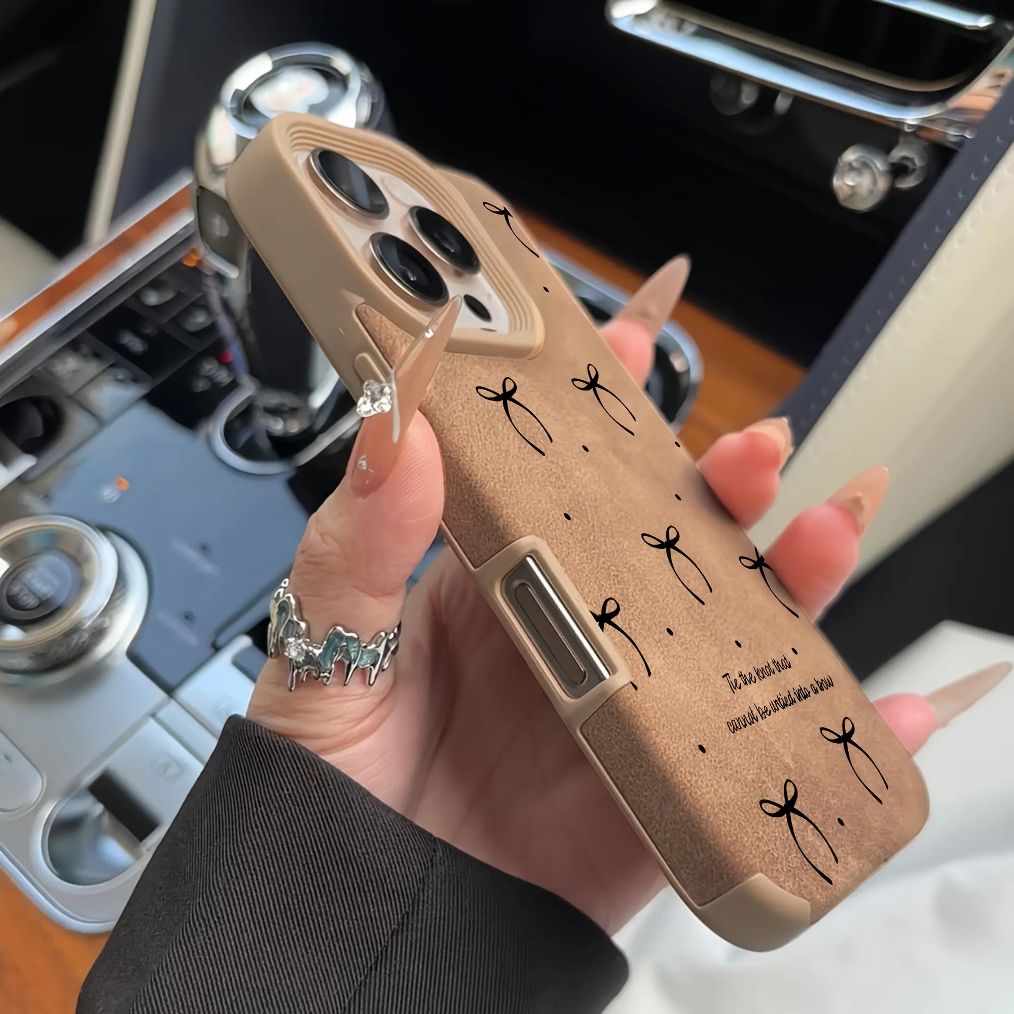Brown ladder with black bow and polka dot text pattern, popular with tech enthusiasts, suitable for iPhone 17/16/15/14/13/12/11/X/XS/XS Max, a holiday gift for friends, family, and yourself, Cover, Accessories, Smartphone,summerwins