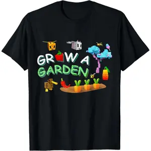 Grow A Garden Pixel Graphic T-Shirt| Cute Gardening Game Style Tee| Unisex 100% Cotton Casual Shirt| Youth & Teen Gift