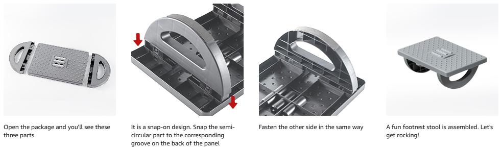 Foot Rest for Under Desk at Work - Ergonomic Foot Stools for Under Office Desk - Rocking Footrest with Roller Massager - Leg Rest for Chair, Computer Gaming -13" L x 9.6" W x 5" H (Gray)