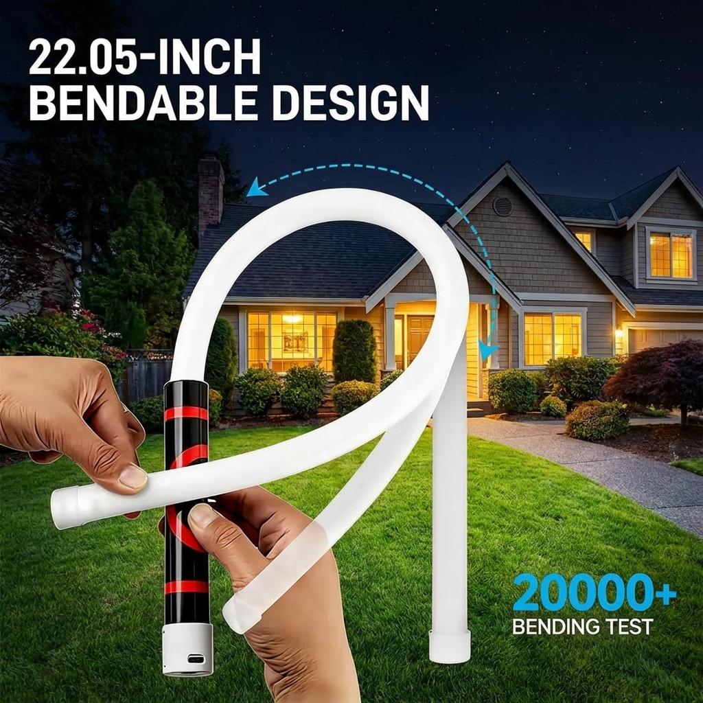 30inch Bendable LED Work Light, Rechargeable Flexible Flashlight Stick with High Lumen, 3 Modes (High/Low/Flash) for Car Mechanics, DIY Enthusiasts - 1PC