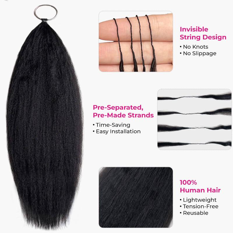 ISEE HAIR Coarse Yaki Straight Human Hair Crochet Extensions, Miracle Knots Pre-Separated Knotless Crochet Braids, Natural Textured Yaki Straight Hair, 50g/Pack, Vacation Hairstyles#SoHoChic #TikTokShopBackToSchool