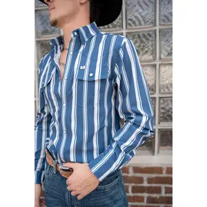 The Atlas In Blue - Long Sleeve Snap Shirt