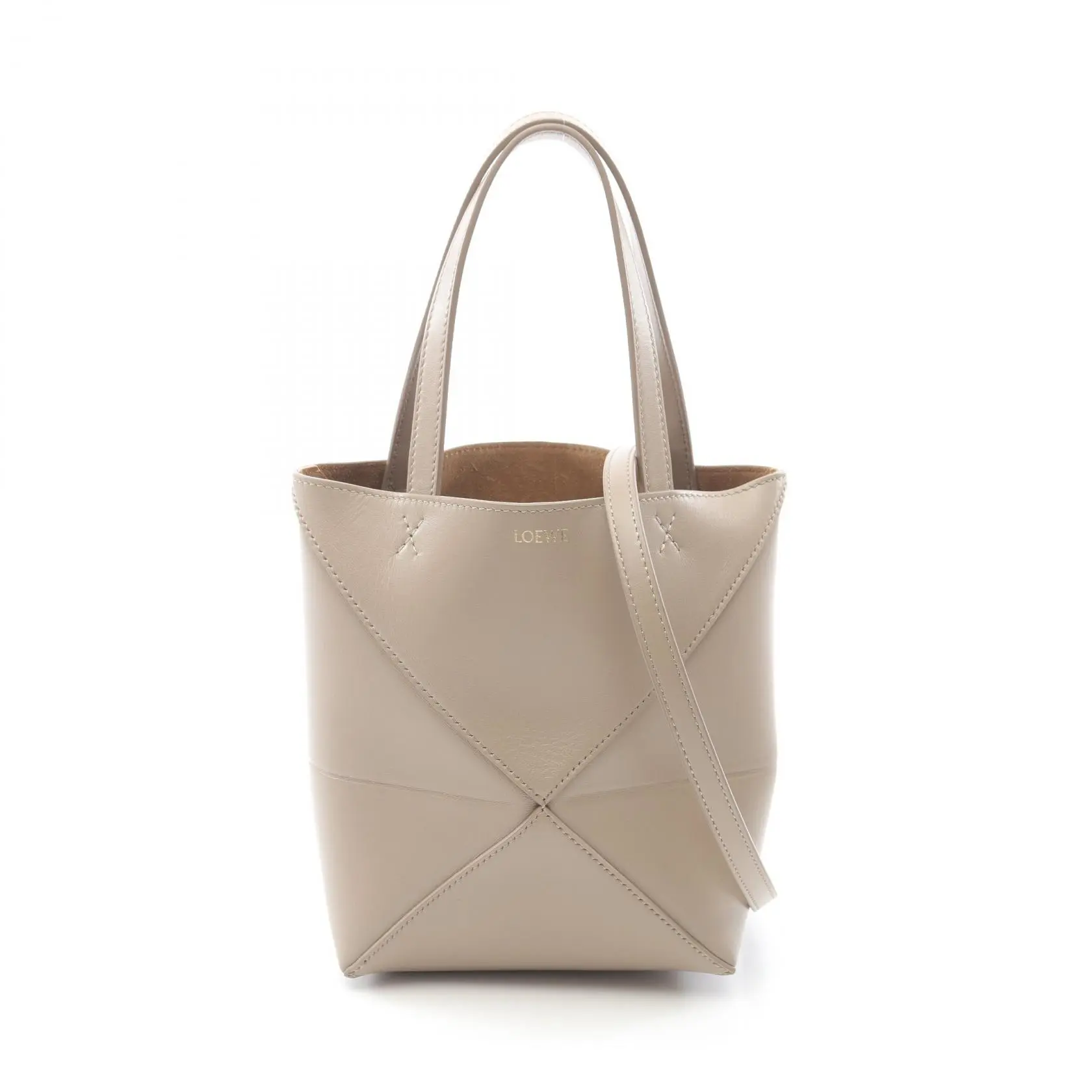Pre-owned Loewe Calfskin Shoulder Bags Puzzle Fold Mini Leather 2way Handbag